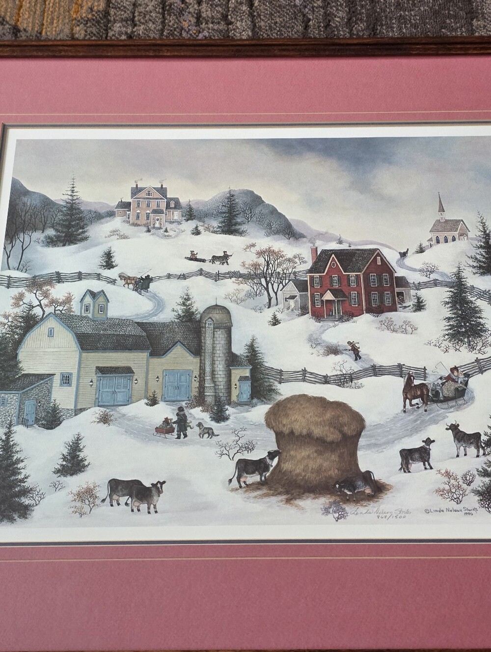 Matted And Framed "Haystack Repast" by Linda Nelson Stocks Limited Edition Print